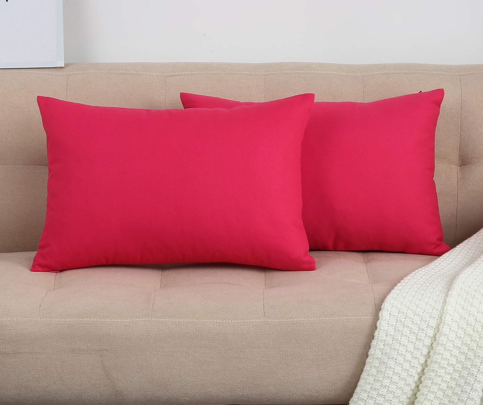 Tangdepot Cotton Solid Throw Pillow Covers, 12' X 18' , Watermelon Red, 1 Count (Pack Of 1)