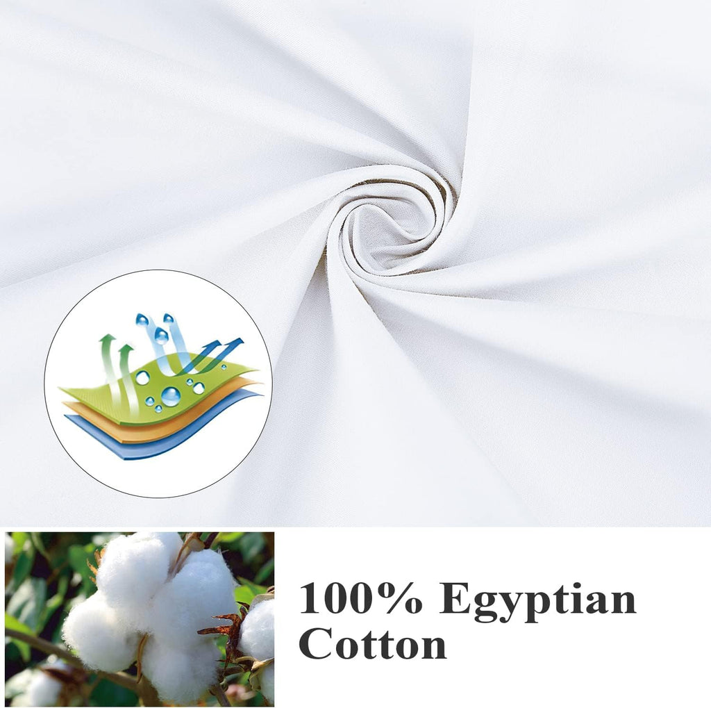 4 Pack Pillow Protector Queen Size 100% Egyptian Cotton Pillow Covers, 400 Thread Count Sateen Weave Cooling Pillow Cases With Z