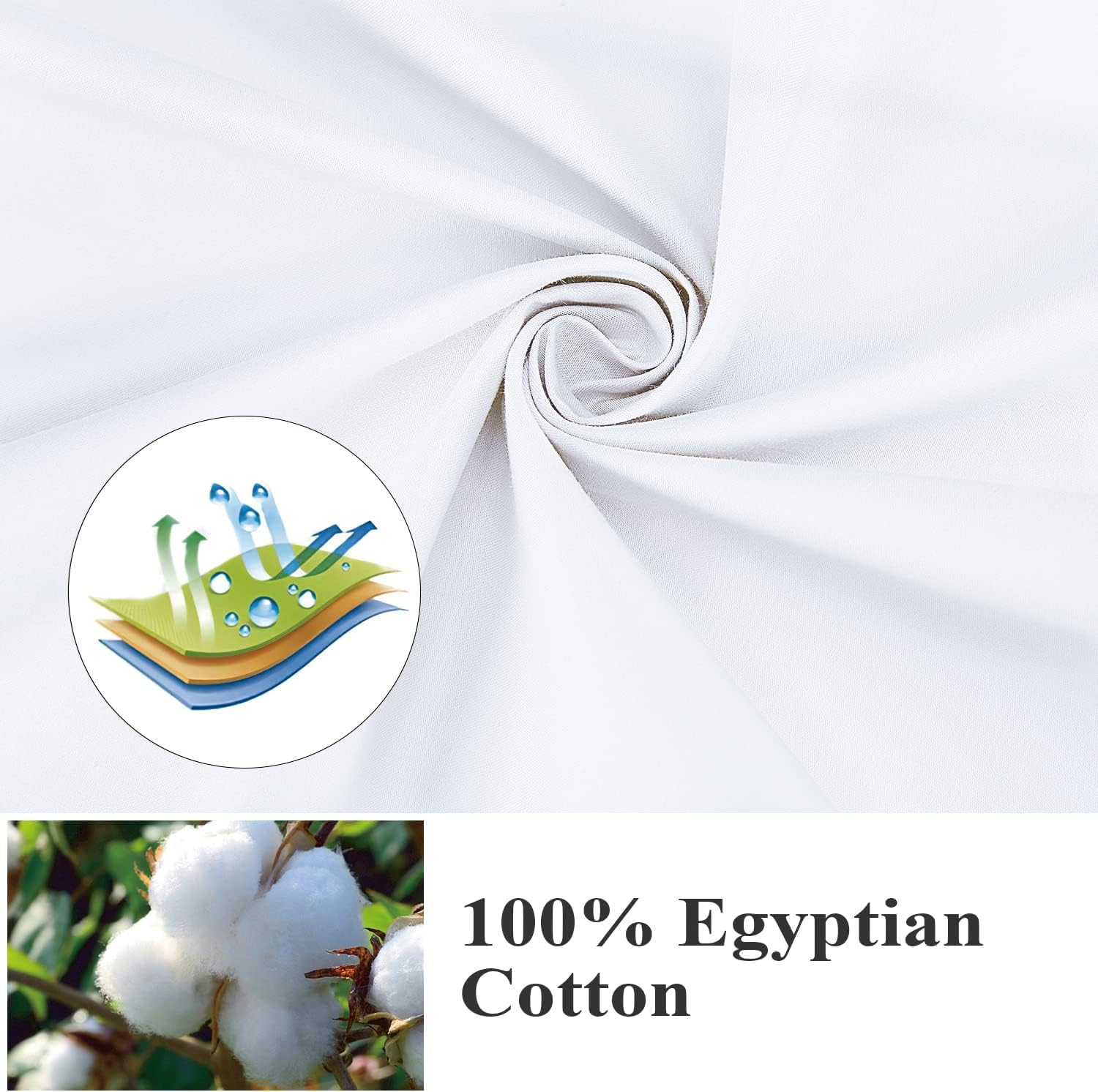 4 Pack Pillow Protector Queen Size 100% Egyptian Cotton Pillow Covers, 400 Thread Count Sateen Weave Cooling Pillow Cases With Z