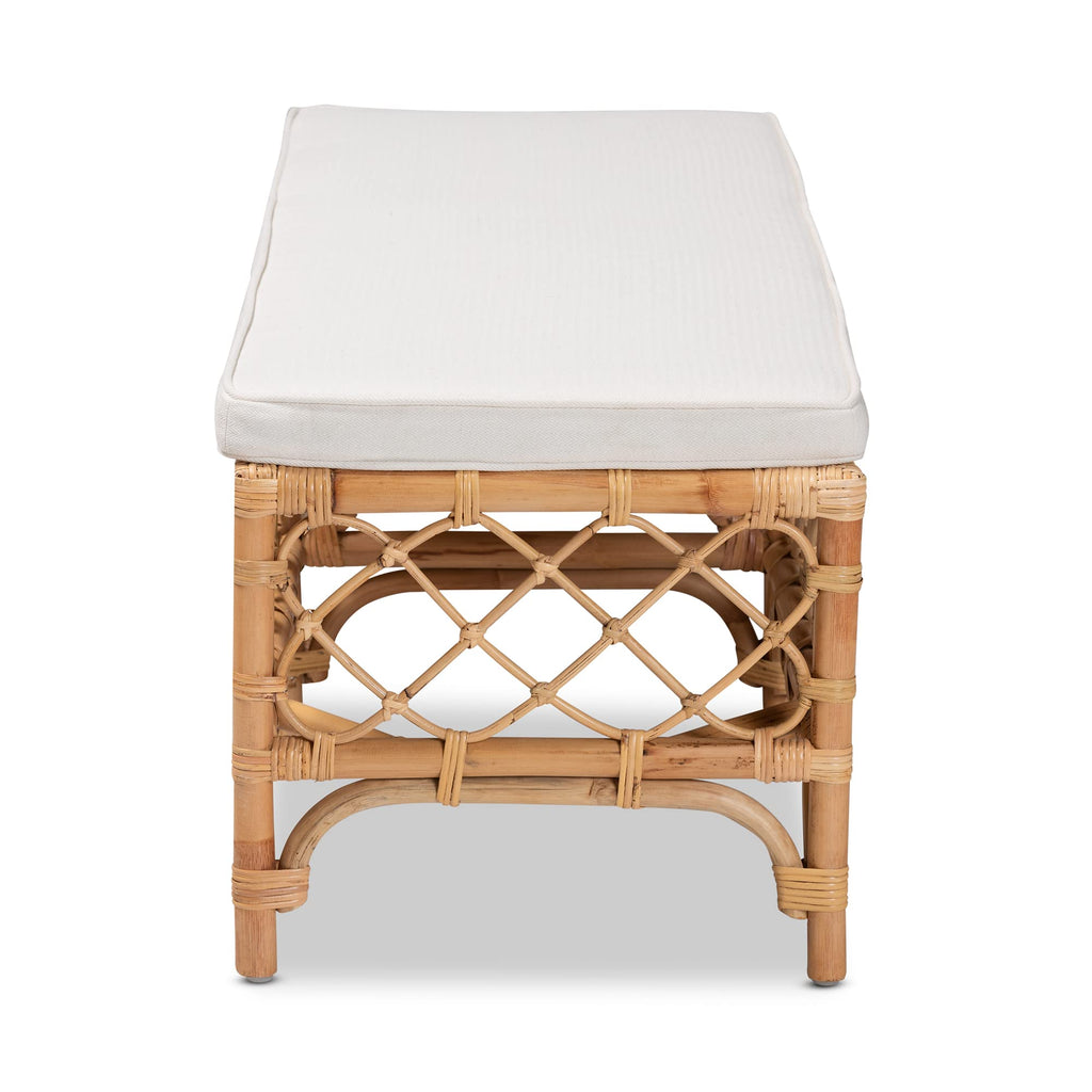 Baxton Studio Orchard Benches & Banquettes, White/Natural Brown, 48 x 18.13 x 18.25