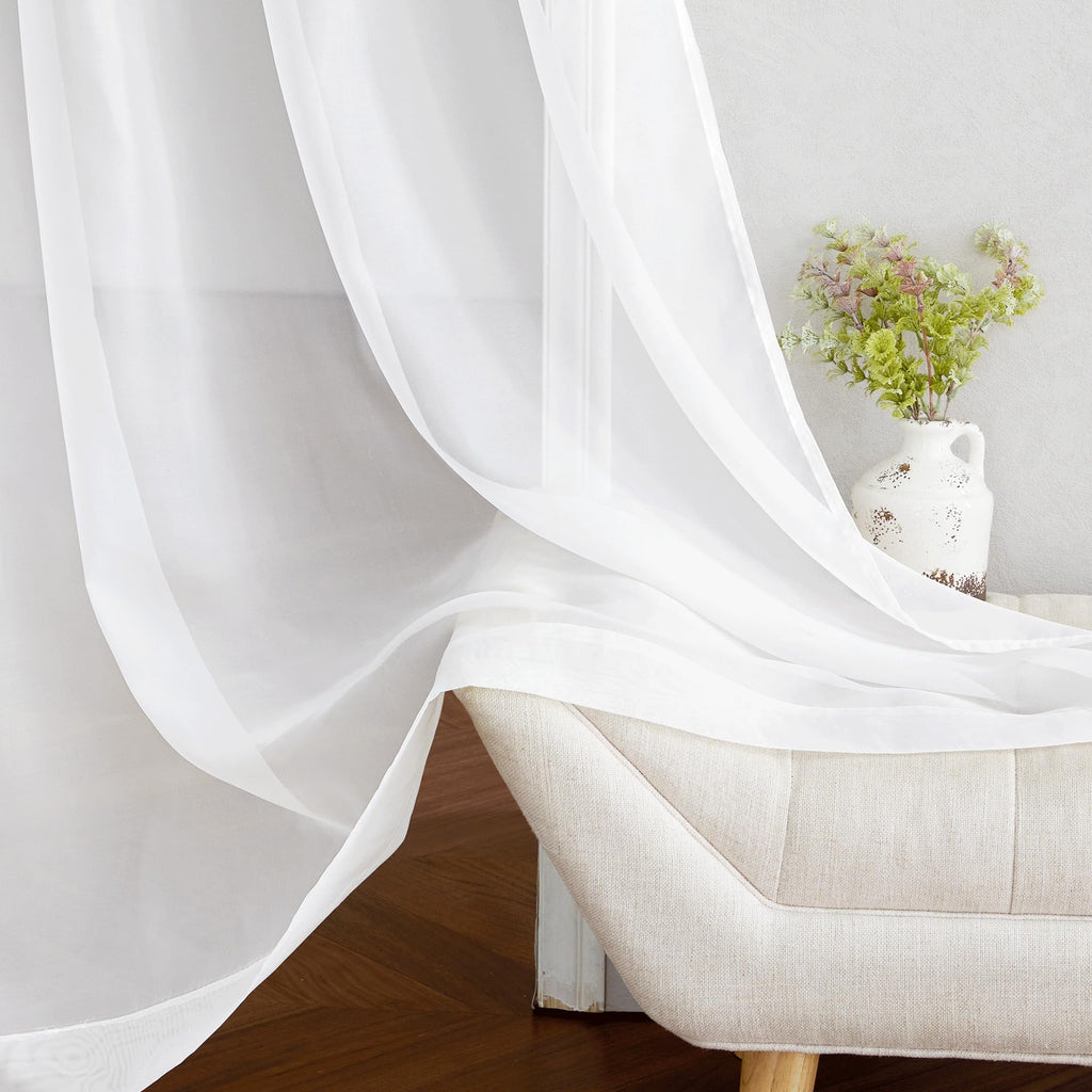 Nicetown Sheer Curtains Panels For Bedroom - Soft Ivory Voile Drapes Balance Light For Nursery/Living Room (2 Panels, W54 X L72
