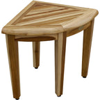 HomeRoots 16' Compact Teak Corner Shower Stool with Shelf in Natural Finish