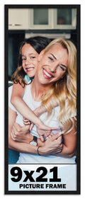 9x21 Frame Black Picture Frame - Complete Modern Photo Frame Includes UV Acrylic Shatter Guard Front, Acid Free Foam Backing Boa