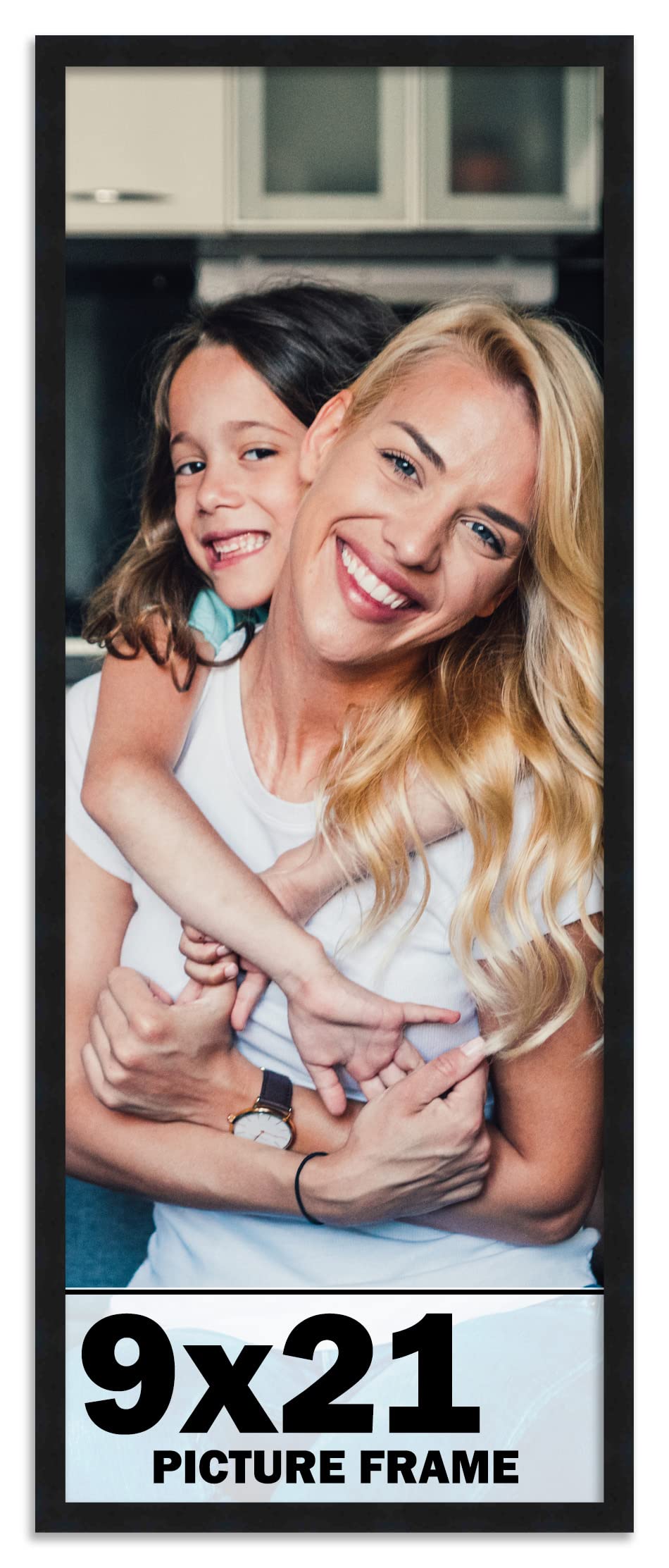 9x21 Frame Black Picture Frame - Complete Modern Photo Frame Includes UV Acrylic Shatter Guard Front, Acid Free Foam Backing Boa