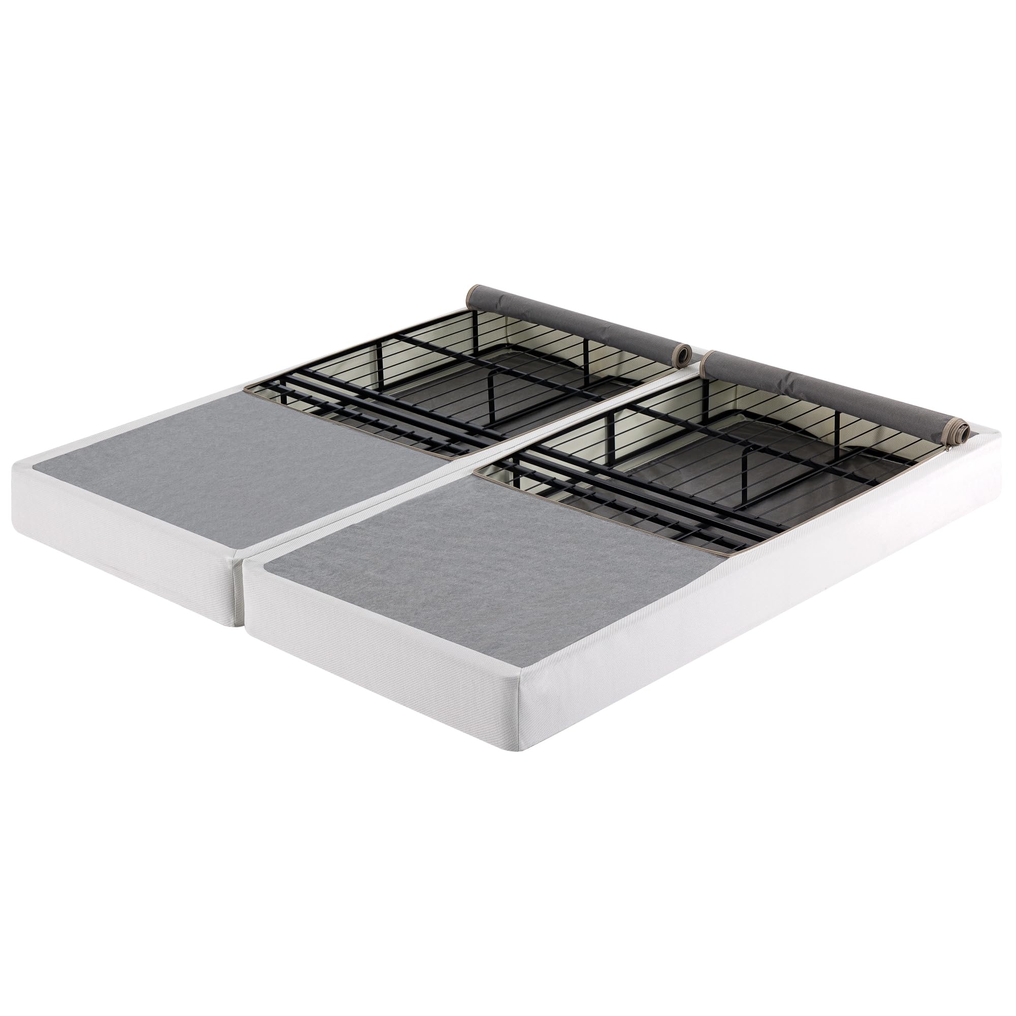 Zinus 7.5 Inch Box Spring with Cover, No Assembly Mattress Foundation, Sturdy Metal Structure, Split Cal King, White