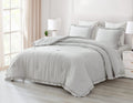 Chezmoi Collection Nora 3-Piece Ruffled Edge Trim Soft Washed Microfiber Comforter Set (Oversized Queen, Light Gray)