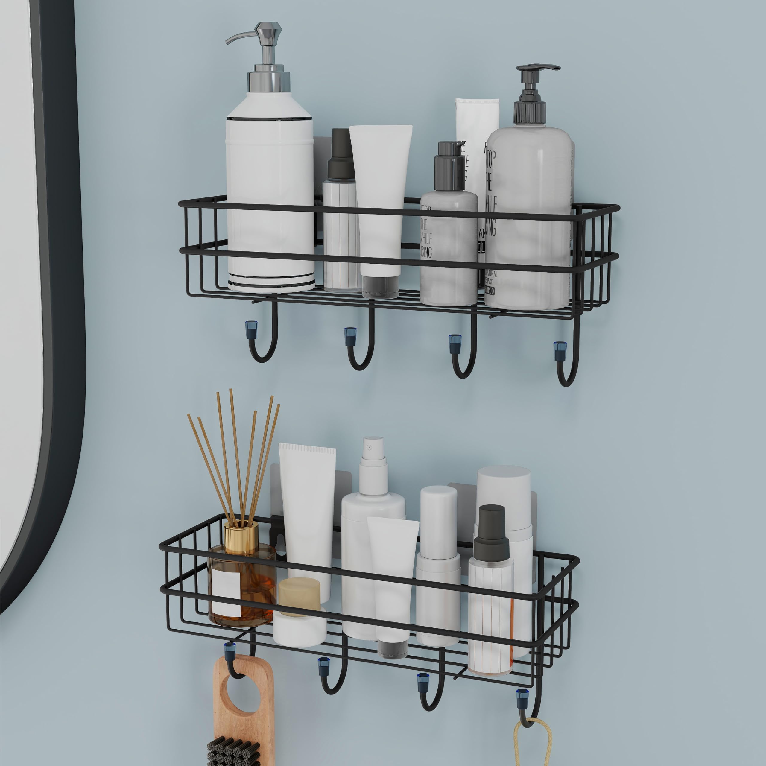 Axilla Gi Steel Self Adhesive Bathroom Shelf | Bathroom Organiser Without Drill | Bathroom Stand For Wall | Bathroom Accessories