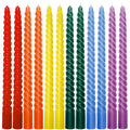 Whaline 12Pcs 10 Inch Rainbow Spiral Taper Candles 6 Colors Dripless Twisted Wax Candles Long Unscented Candle Sticks for Pride 