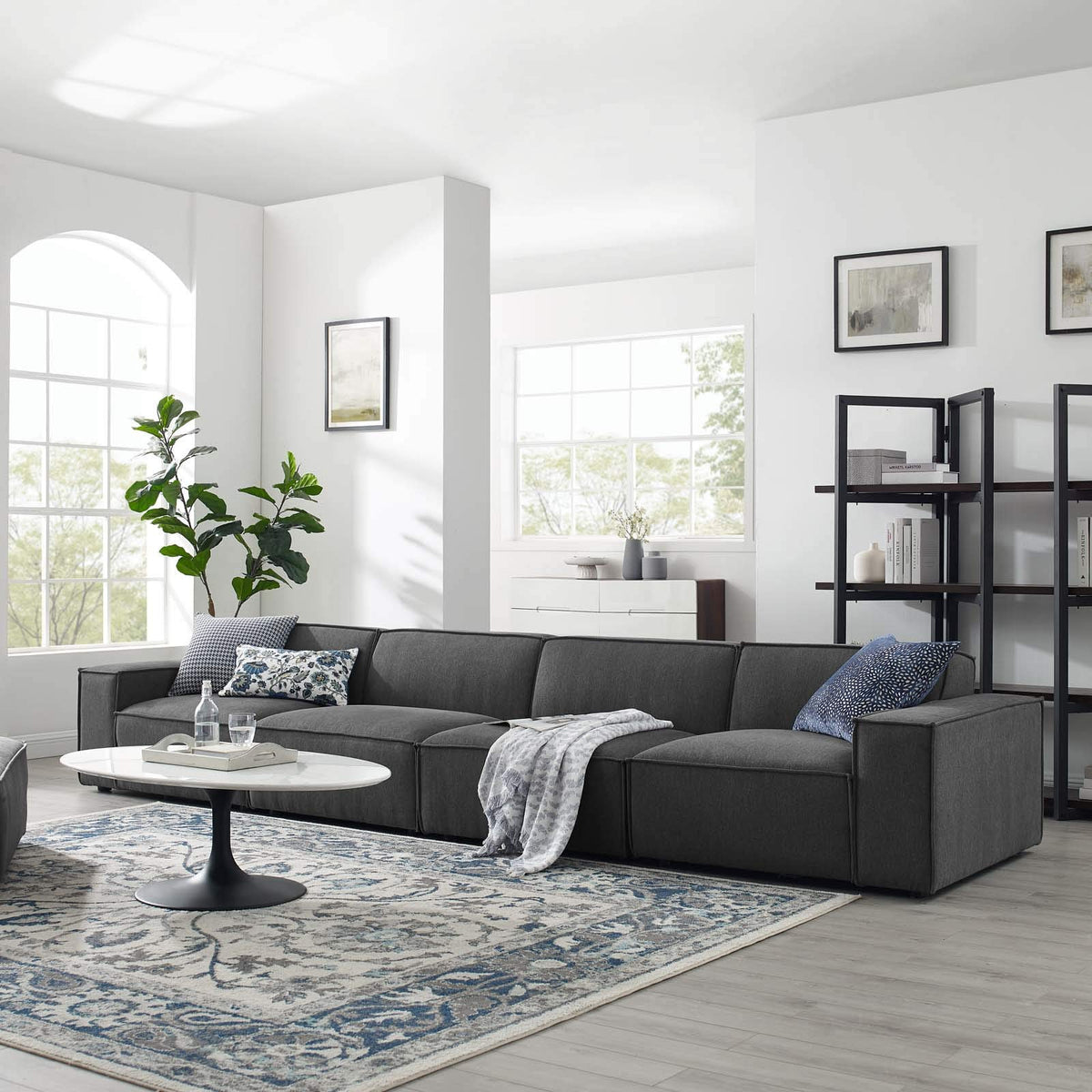 Modway Eei4114Cha Restore 4Piece Sectional Sofa, Charcoal