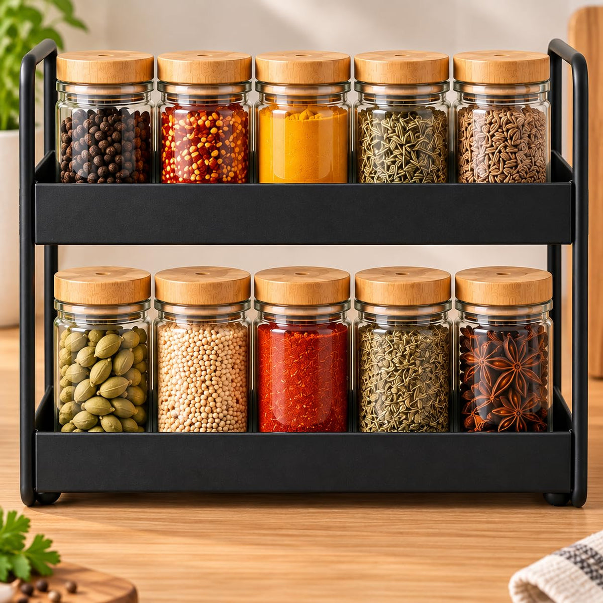Funterest Metal Storage Rack For Home | Multipurpose Organizer Shelf For Kitchen, Bathroom, Bedroom, Living Room & Office | Blac