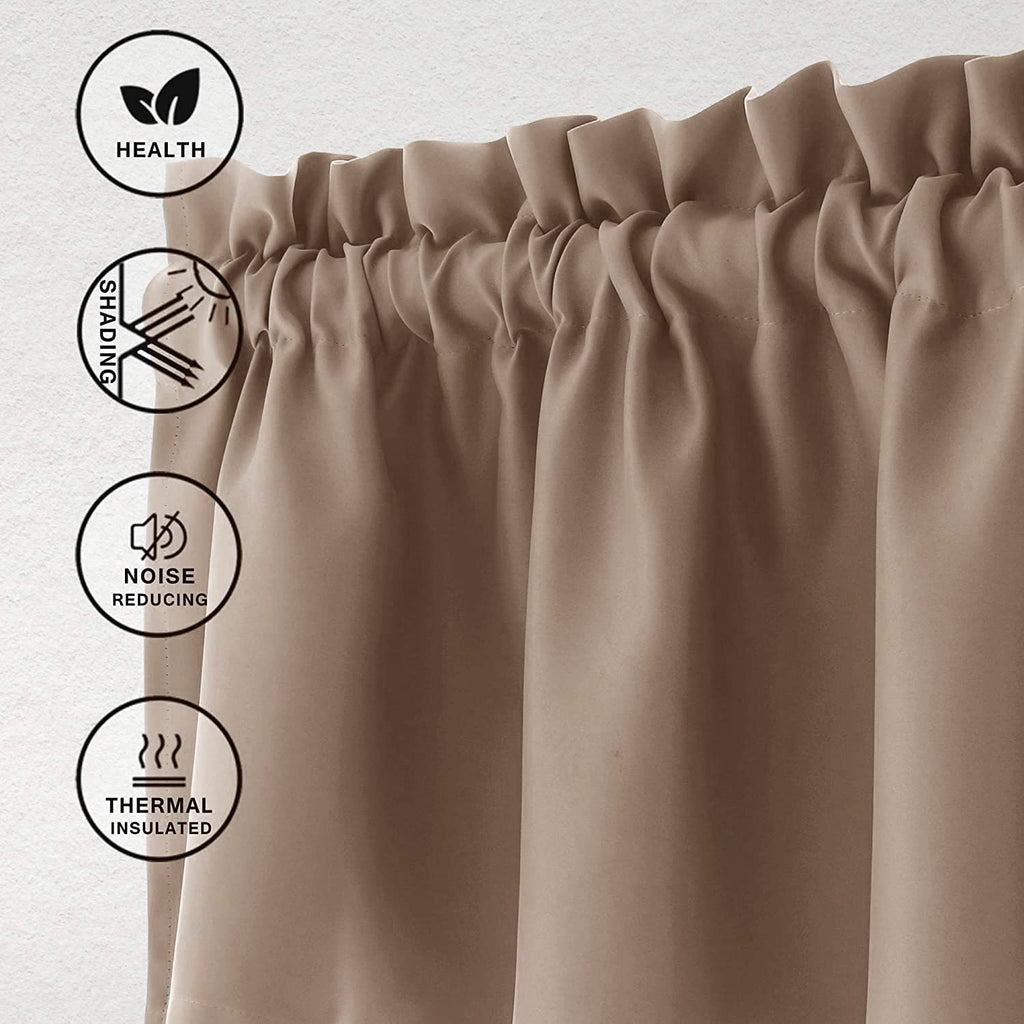 Hiasan Valance Curtains For Kitchen Blackout Thermal Insulated Solid Window Curtain Valance, Cappuccino, 60 X 18 Inches, 1 Panel
