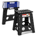Acstep Folding Step Stool 16 Inch Heavy Duty Step Stool Foldable For Adults And Kids, Collapsible Stepping Stool With Handle, Non Slip Folding Stools For Kitchen Hold Up To 400Lbs (Black 1Pc)
