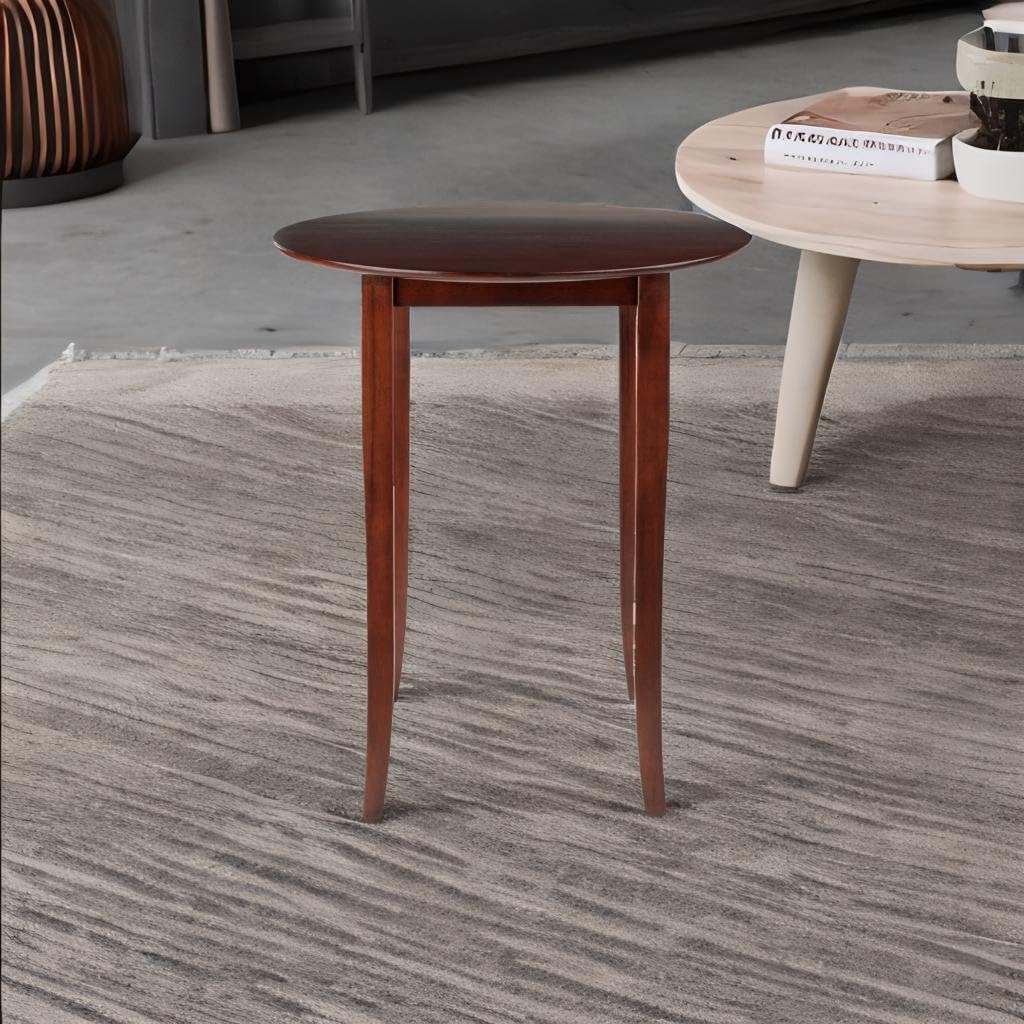 Ergode Round Dining Table - Walnut Wood Finish, Solid Wood Frame, 33.66' Diameter, 38.98' Height - Perfect for Meeting, Dining, and Displaying - Accommodates 4 Chairs - Easy Assembly Required