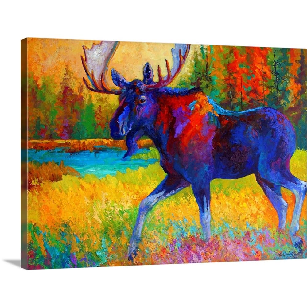 CANVAS ON DEMAND Majestic Moose Canvas Wall Art Print by Marion Rose, Home Decor, Wildlife Artwork, 48  x36in