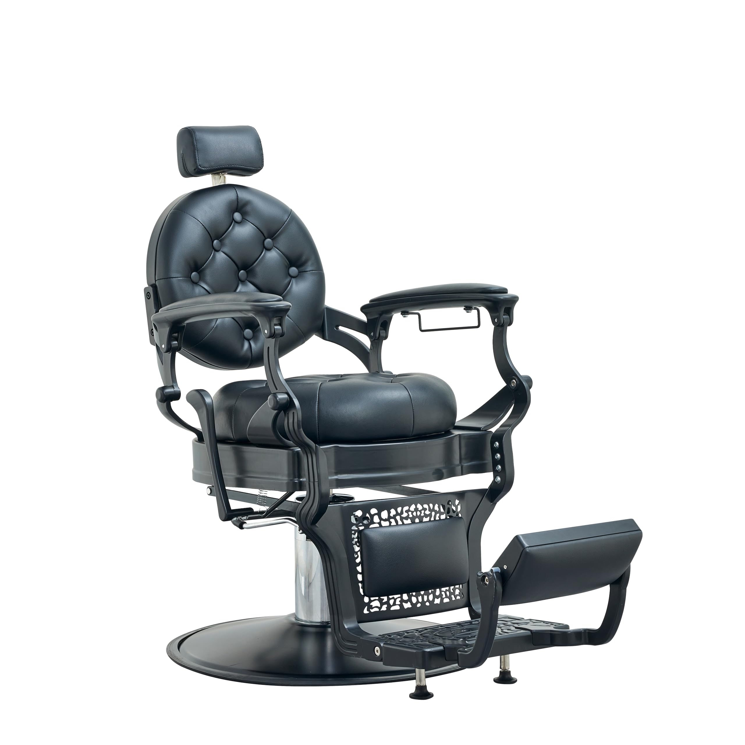 Lilfurni Vintage Barber Chair for Hairdressers Heavy Tattoo Shampoo Beauty Salon Equipment(Black)