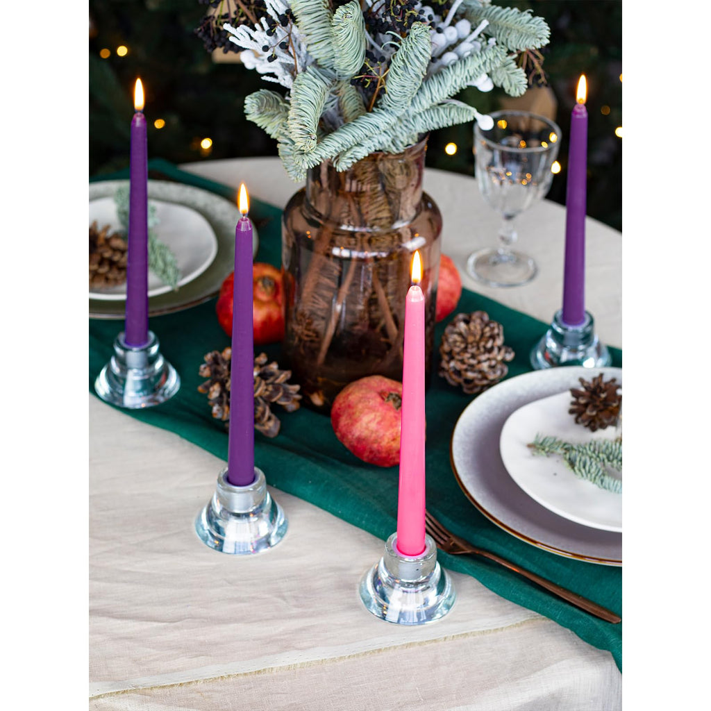 Candwax 12 Inch Taper Advent Candles 3 Sets - Dripless Taper Candles And Unscented Candlesticks - Long Burning Tapered Candles P