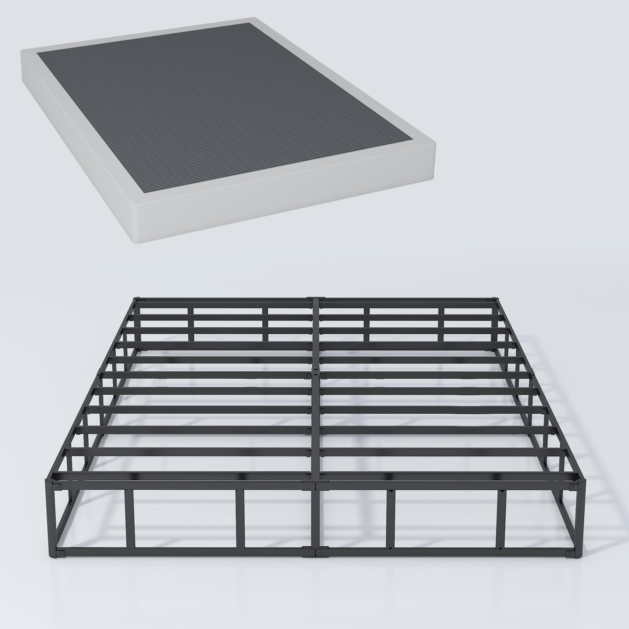 Xinxinyan King Size Box Spring 7 Inch High,Sturdy Metal Box Spring Only With Fabric Cover Set,Mattress Foundation,Easy Assembly, Noise Free
