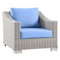 Modway Conway Outdoor Patio Wicker Rattan, Armchair, Light Gray Light Blue