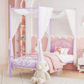 Weehom Princess Canopy Bed Frame with 4 Posters, Sturdy Metal Platform with Headboard&Footboard No Box Spring Needed Twin Size B