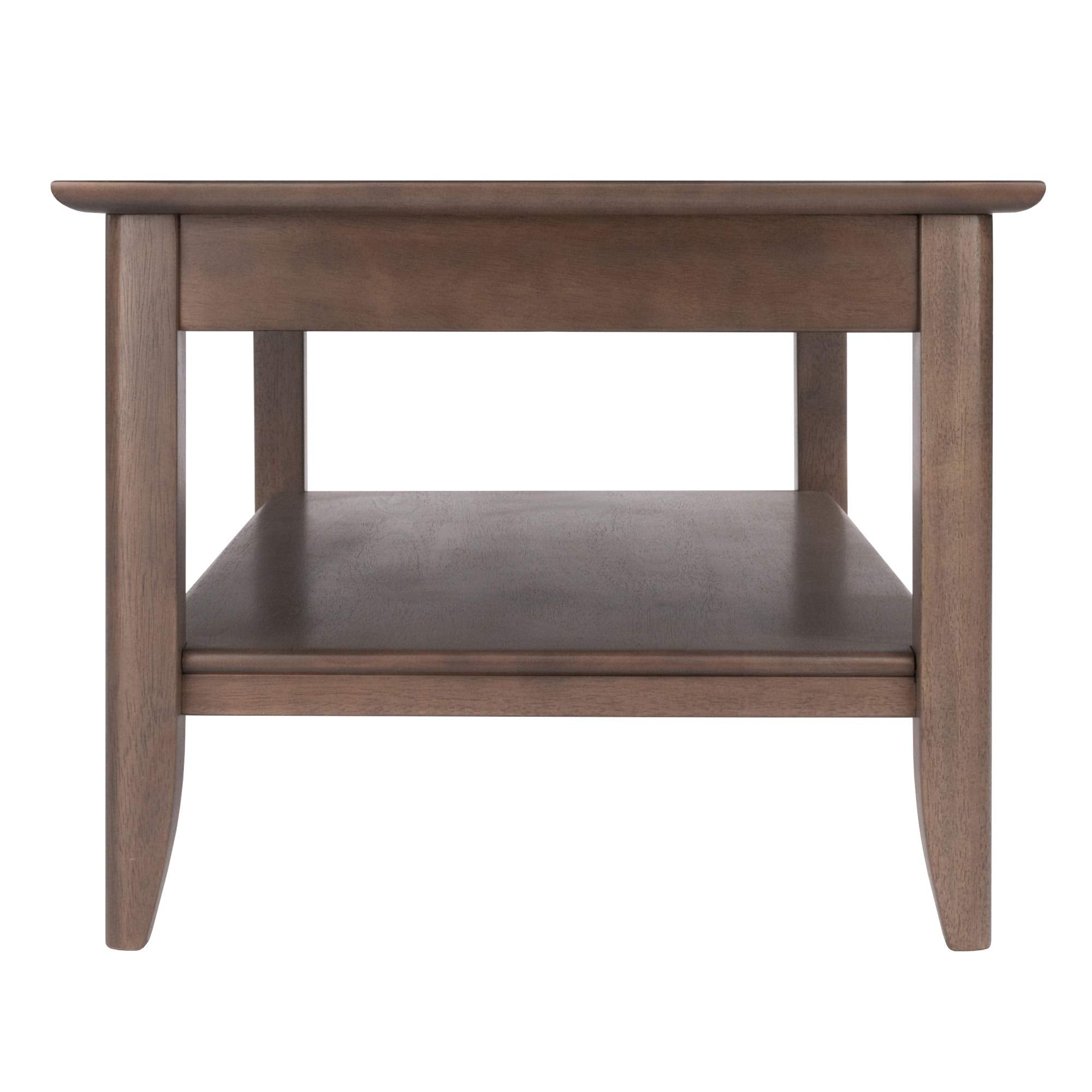Ergode Wood Santino Coffee Table | Contemporary Oyster Gray Finish | Solid Wood Frame | Wide Lower Shelf for Storage | 40' W x 22.64' D x 18.03' H