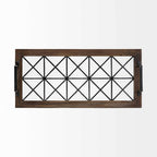 HomeRoots Brown Wood with Geometrically Metal Frame and Glass Bottom Tray