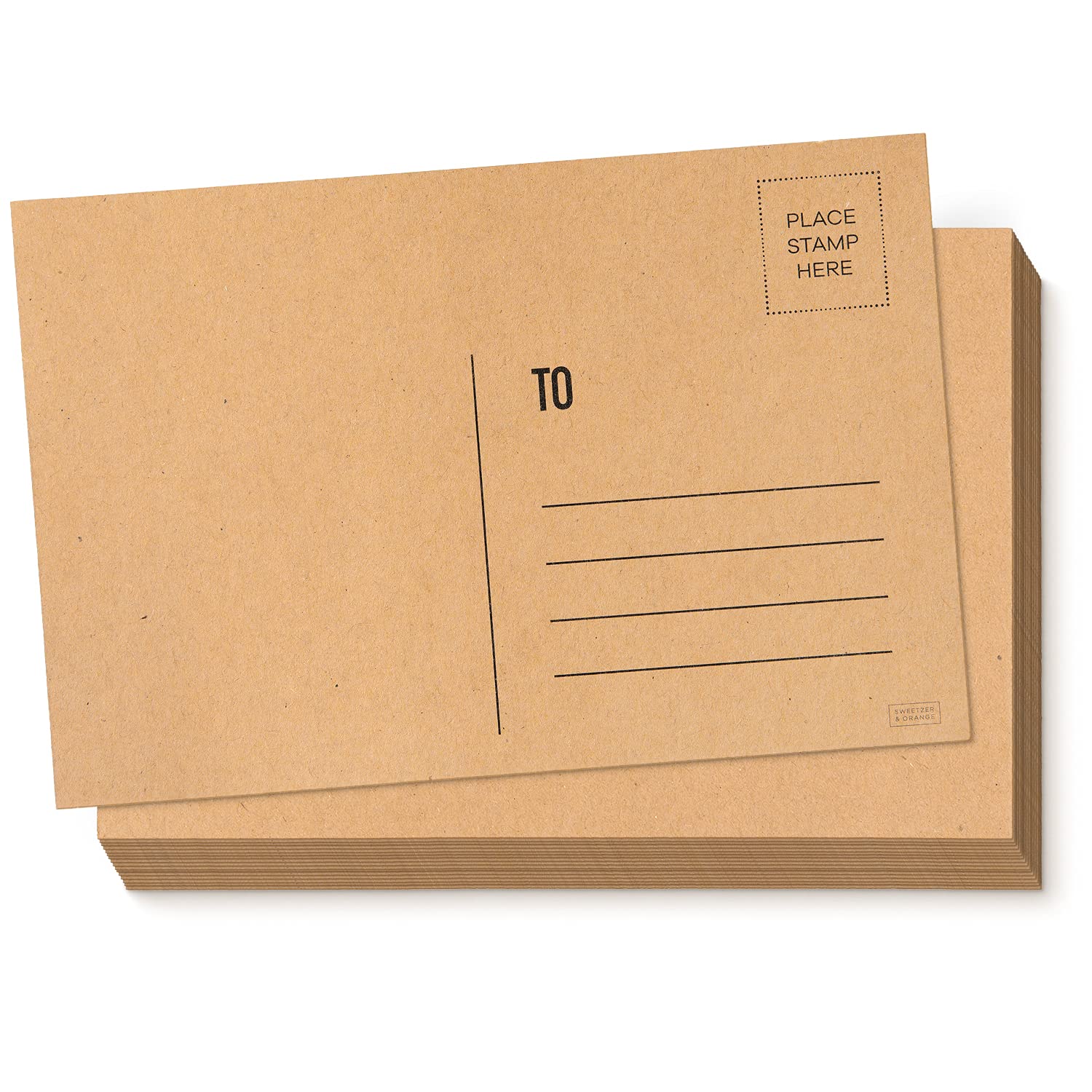 Sweetzer & Orange Blank Postcards For Mailing. 60 Kraft 4X6 Plain Message Sheets, Unwritten Mailable Sheet Set. Make Your Own Pr