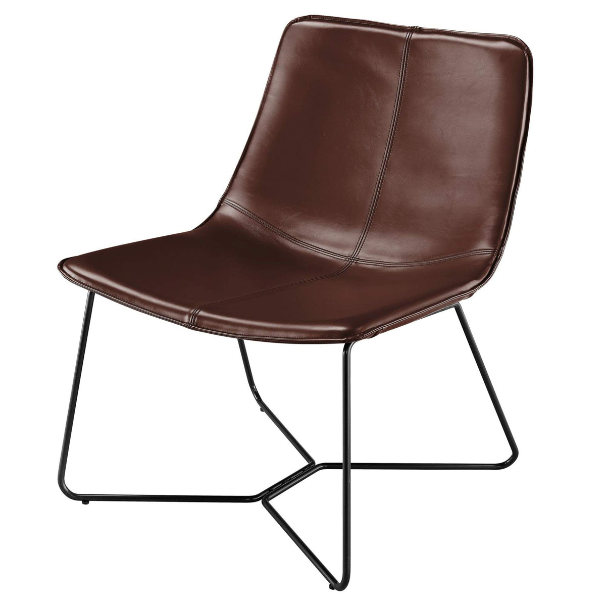 New Pacific Direct Zuma 16.5 Inch  Metal And Pu Leather Accent Chair In Brown
