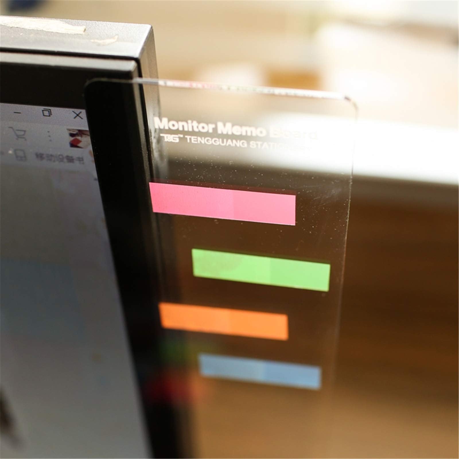 Minsa Fashion Multifunction Utility Acrylic Transparent Computer Monitors Side Panel/Memo Pads/Message Boards/Sticky Boards For