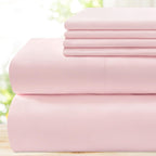Bysure 4 Pieces Bed Sheets Set(Twin, Light Pink) - Super Soft 1800 Thread Count 100% Microfiber Sheets With Deep Pockets, Wrinkl