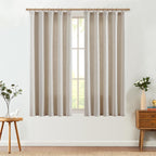 Jinchan Burlap Look Curtains 63 Inches Long Linen Textured Curtains For Living Room Light Filtering Farmhouse Curtains Rod Pocke