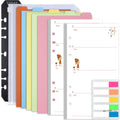 Rancco A6 Planner Inserts Weekly Planner Refills, 90 Pages Colorful 6-Ring Loose-Leaf Paper Binder Inserts W/Divider, Pvc Pouch,