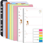Rancco A6 Planner Inserts Weekly Planner Refills, 90 Pages Colorful 6-Ring Loose-Leaf Paper Binder Inserts W/Divider, Pvc Pouch,