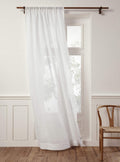 Solino Home Linen Sheer Curtain 144 Inches Long - White 100% Pure Linen European Flax Window Sheer Curtain Panel 52 X 144 Inch -