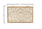 Creative Co-Op Handcarved & Whitewashed Mango Wood Boxes (Set Of 2 Sizes) Misc Non-Food Storage, White, 2 Count