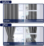 Hiasan Grey Blackout Curtains 54 Inch Long, Light Blocking Thermal Insulated Rod Pocket & Back Tab Gray Drapes Sewn With Tieback
