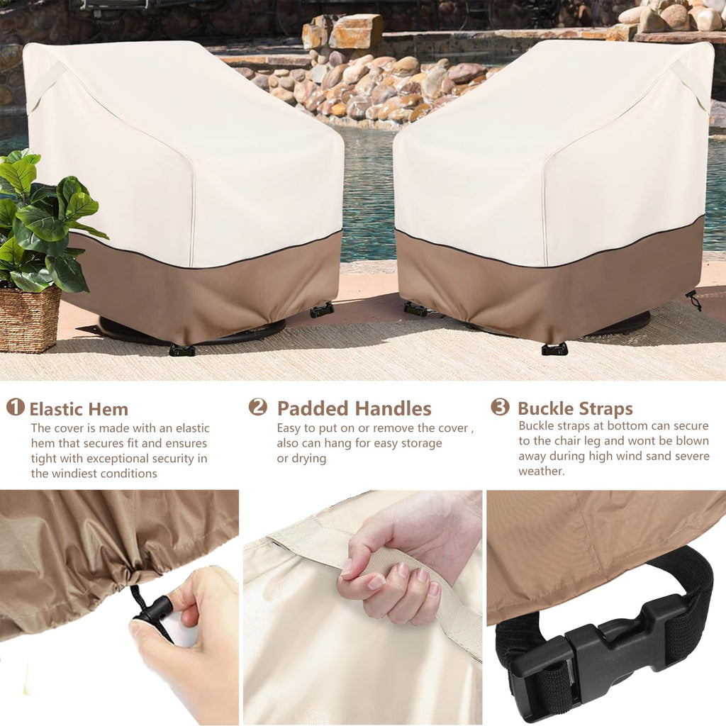 Okcool Outdoor Swivel Chair Cover 2 Pack,Outdoor Furniture Patio Chair Covers Waterproof Clearance,(35'' W X 37'' D X 38.5'' H)
