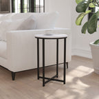 Flash Furniture Hampstead Collection End Table - Modern White Marble Finish End Table - Crisscross Matte Gold Frame