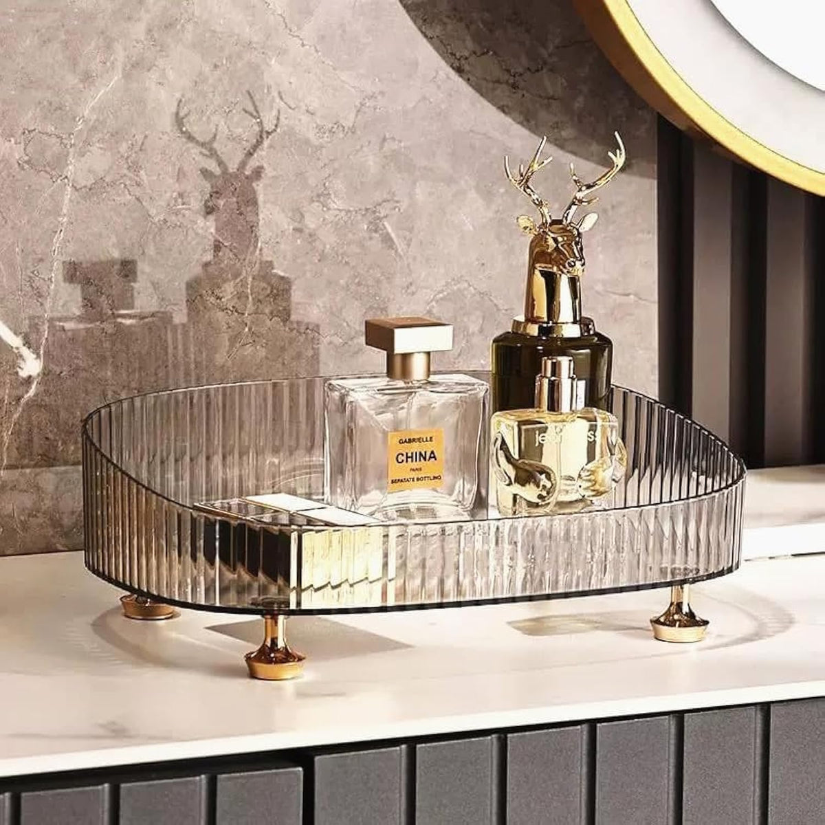 Makeup Perfume Organizer, Perfume Tray, Vanity Tray, Cosmetic Skincare Tray, Countertop Organizer Tray For Bathroom, Clear