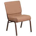 4 Pk. 21 Extra Wide Brown Fabric Stacking Church Chair - Copper Vein Frame