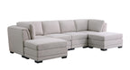 Lilola Home Kristin Light Gray Linen Fabric Reversible Sectional Sofa with 2 Ottomans