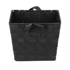 Home Basics Multi-Purpose Medium Woven Strap Open Bin Basket With Handles, Black