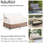 Solotoo Patio Furniture Covers Waterproof 3-Seater Sofa Cover,76 Inshes Outdoor Couch Cover,Patio Loveseat Cover (Beige)