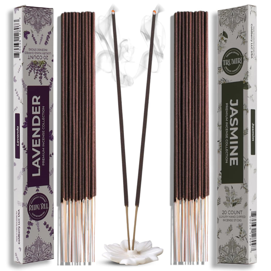 Trumiri Incense Sticks - Combo Pack of 40 Insence-Sticks - 20 Lavender + 20 Jasmine - Insenses - Insents - Incents - Inscense - 