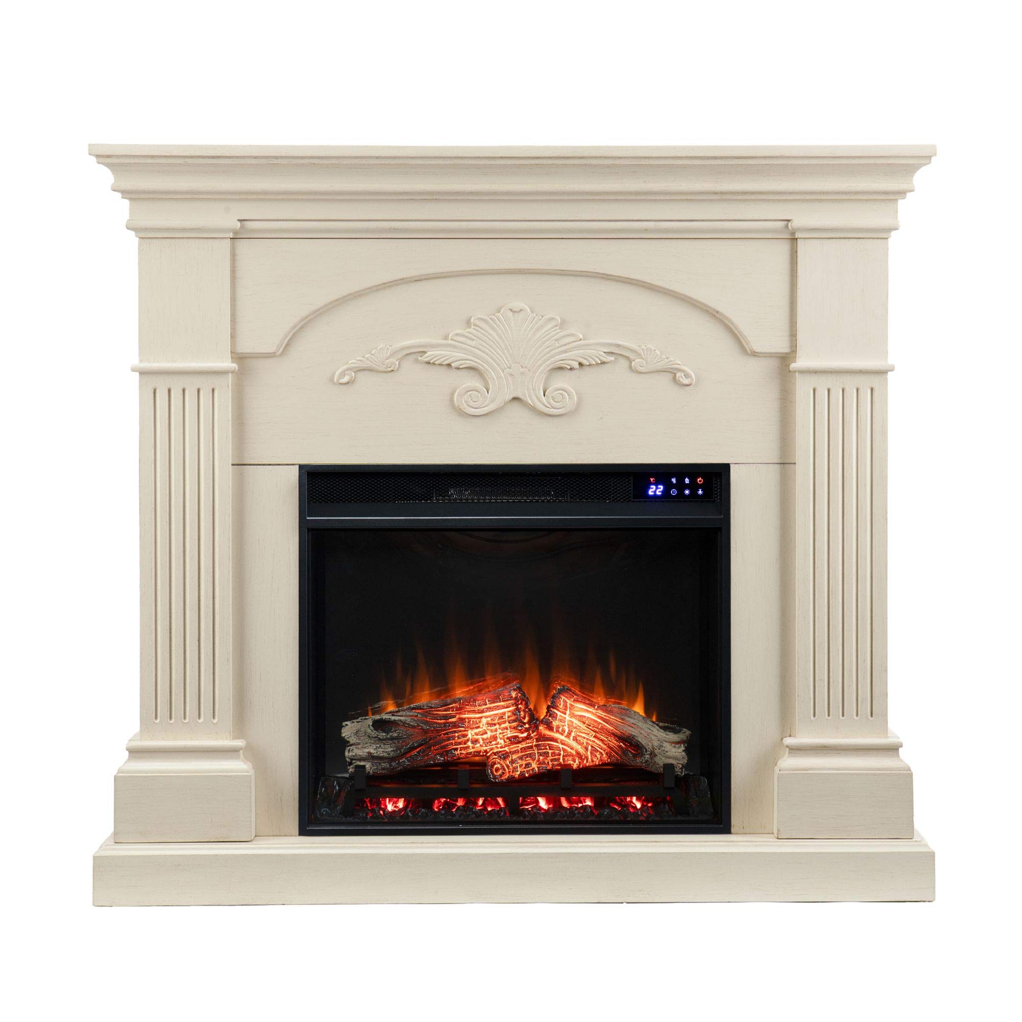 SEI Furniture Sicilian Touch Screen Electric Fireplace in Ivory
