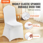 Vevor 30 Pcs Flat-Front Chair Covers Polyester Spandex Chair Cover Stretch Slipcovers, Wedding, Holiday, Banquet, Party, Celebration, Dining,White