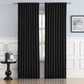 DUALIFE Black Blackout Curtains 92 Inch Long for Bedroom, Back Tab and Rod Pocket, Thermal Insulated Room Darkening Drapes for L