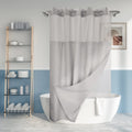 Extra Long No Hook Slub Textured Shower Curtain with Snap-in PEVA Liner Set - 71 x 98(96), Hotel Style with See Through Top Wind