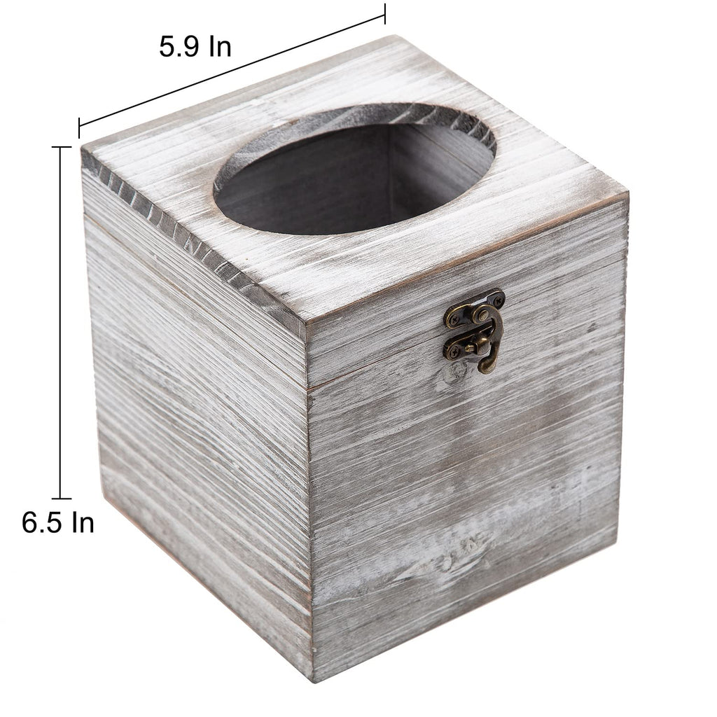 Distressed Farmhouse Square Solid Wood Tissue Box Cover With Slide-Out Bottom Panel Honey Brown Tissue Box Holder For Bathroom L