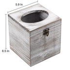 Distressed Farmhouse Square Solid Wood Tissue Box Cover With Slide-Out Bottom Panel Honey Brown Tissue Box Holder For Bathroom L