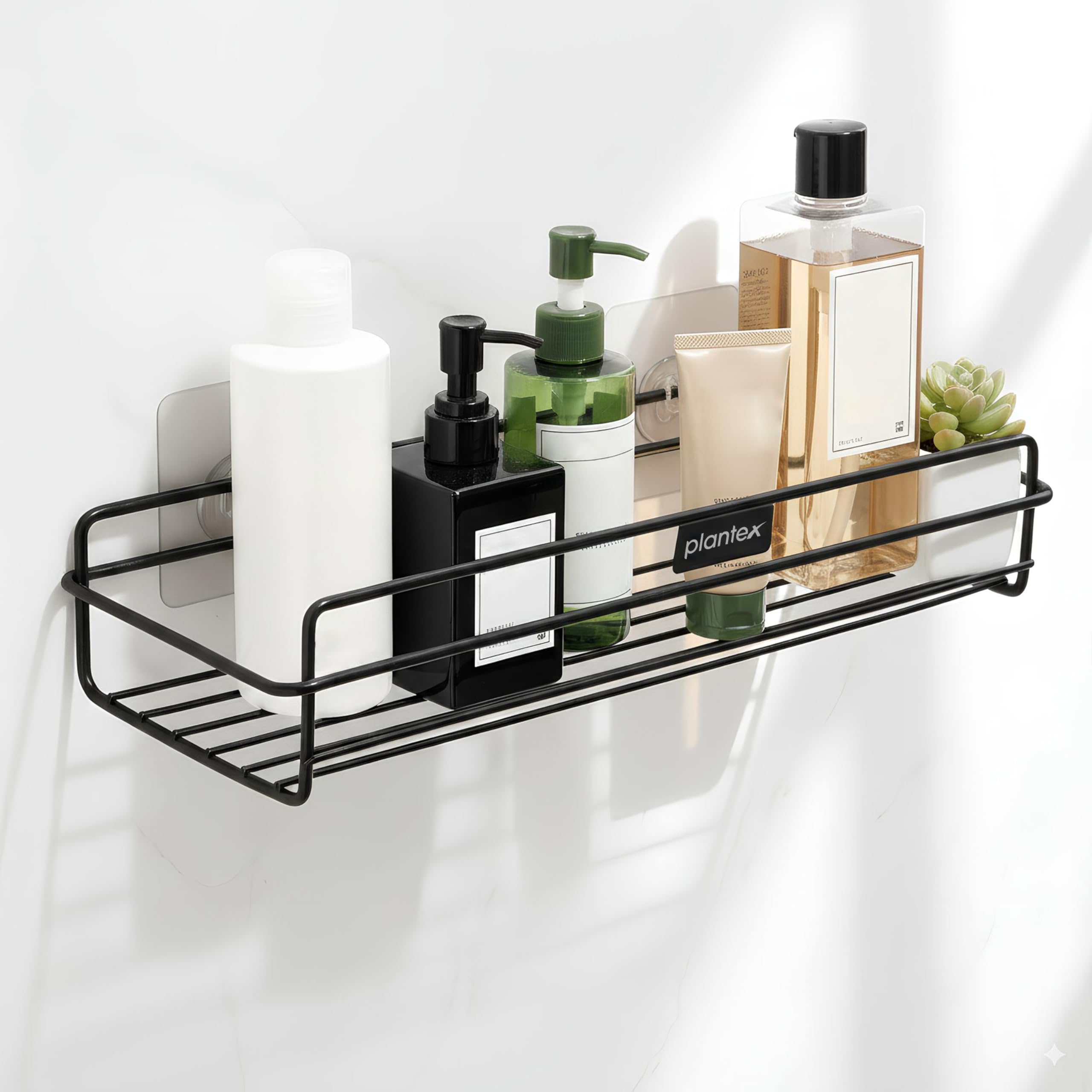 Plantex Self Adhesive Bathroom Shelf Rack/Bathroom Organiser Without Drill/GiSteel Shelf For Kitchen With Magic Stickers/Bathro